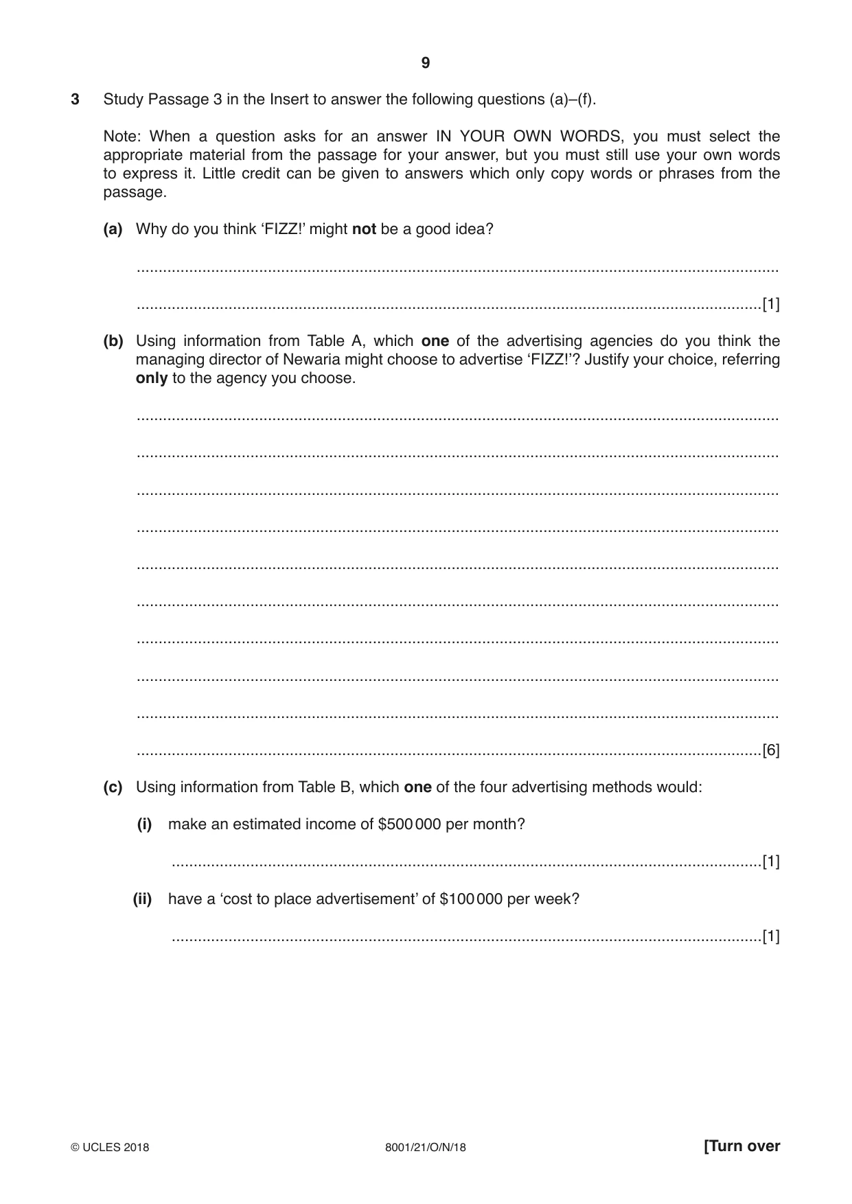 Cambridge A Level General Paper (AS Level only) 8001 2018 Oct/Nov Paper 2 · Variant 1 question paper, page 9 of 12