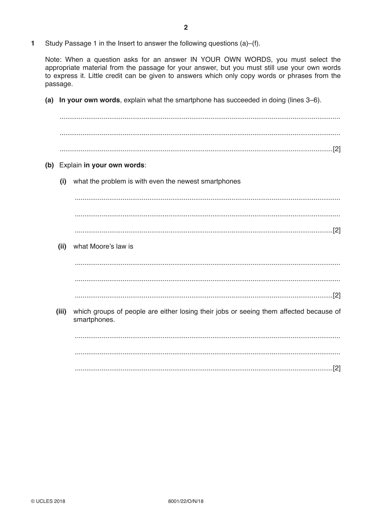 Cambridge A Level General Paper (AS Level only) 8001 2018 Oct/Nov Paper 2 · Variant 2 question paper, page 2 of 12