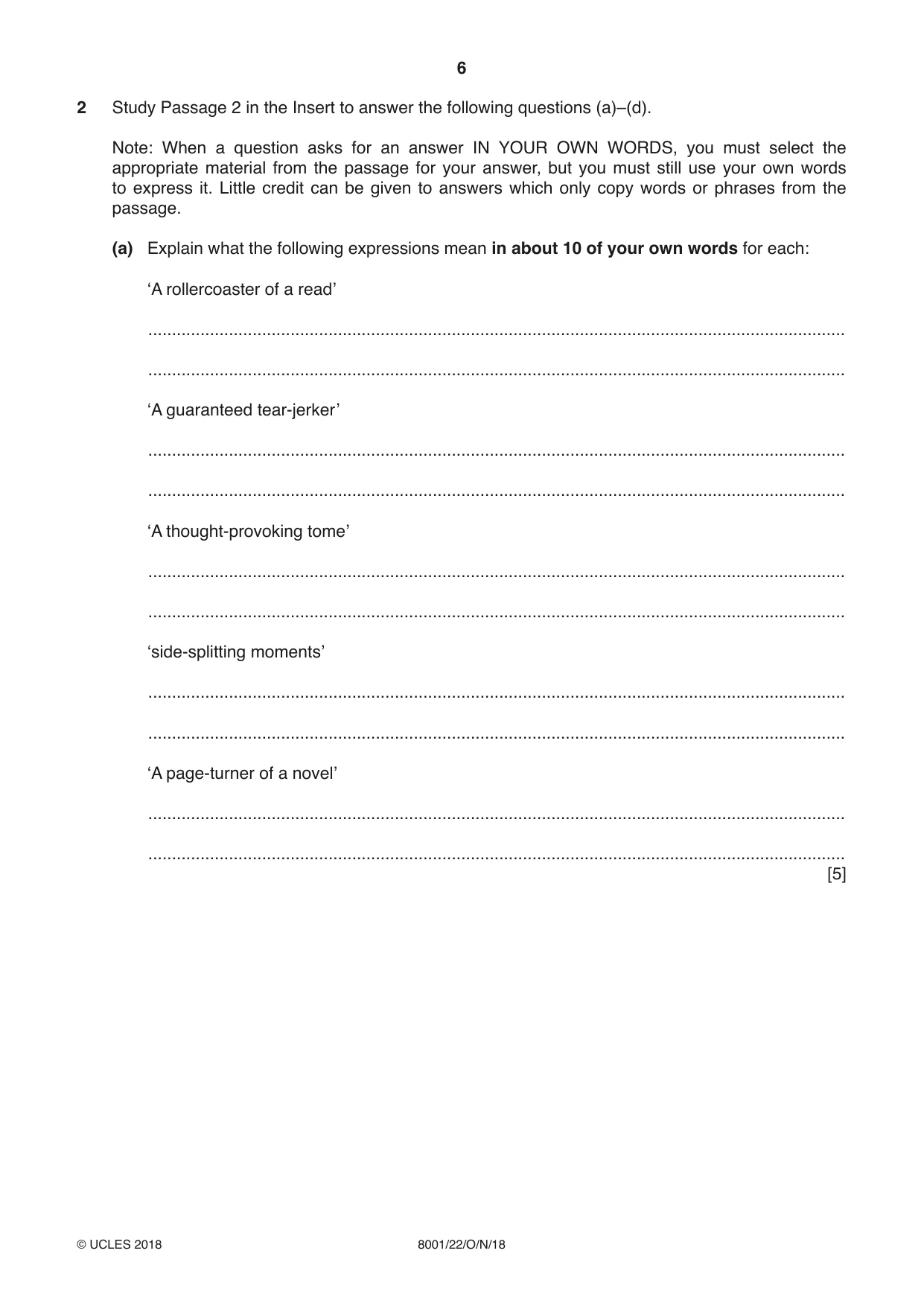 Cambridge A Level General Paper (AS Level only) 8001 2018 Oct/Nov Paper 2 · Variant 2 question paper, page 6 of 12