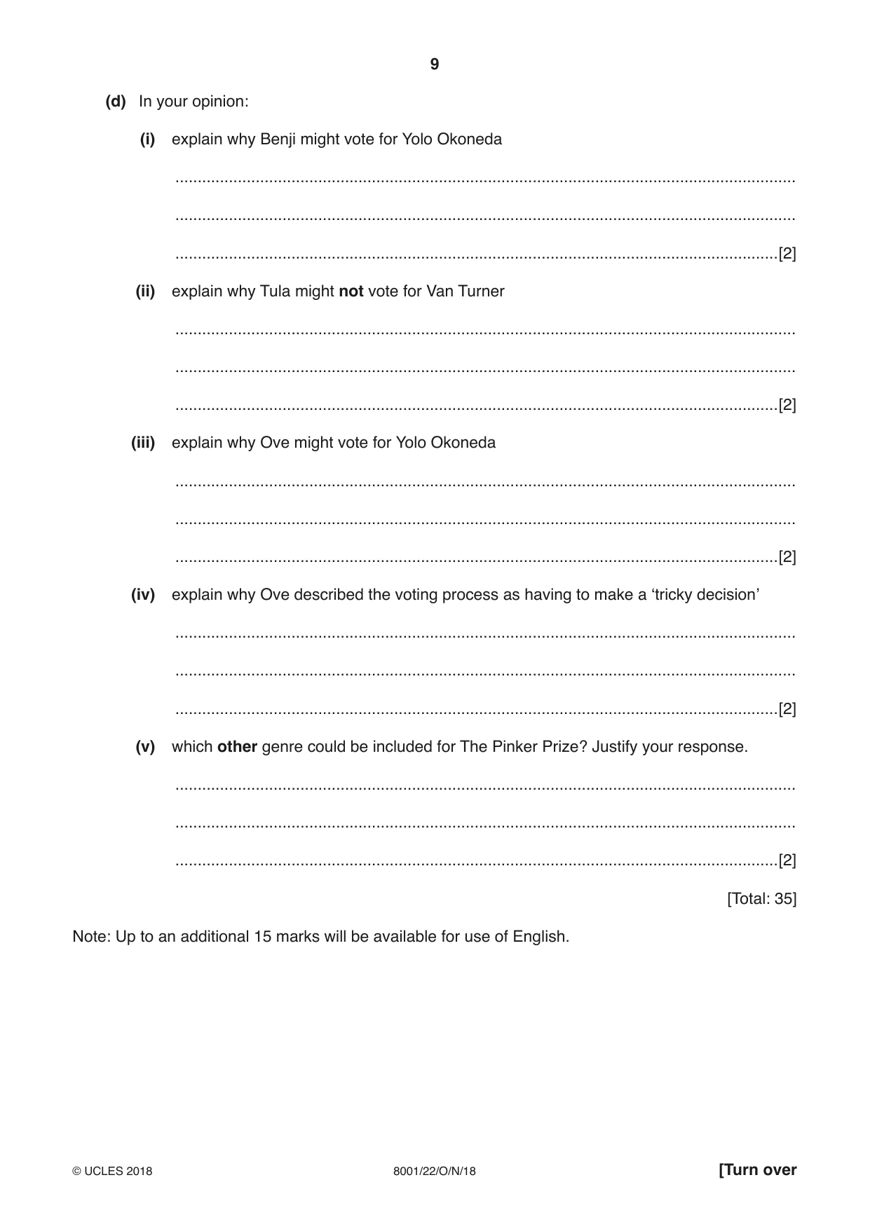 Cambridge A Level General Paper (AS Level only) 8001 2018 Oct/Nov Paper 2 · Variant 2 question paper, page 9 of 12