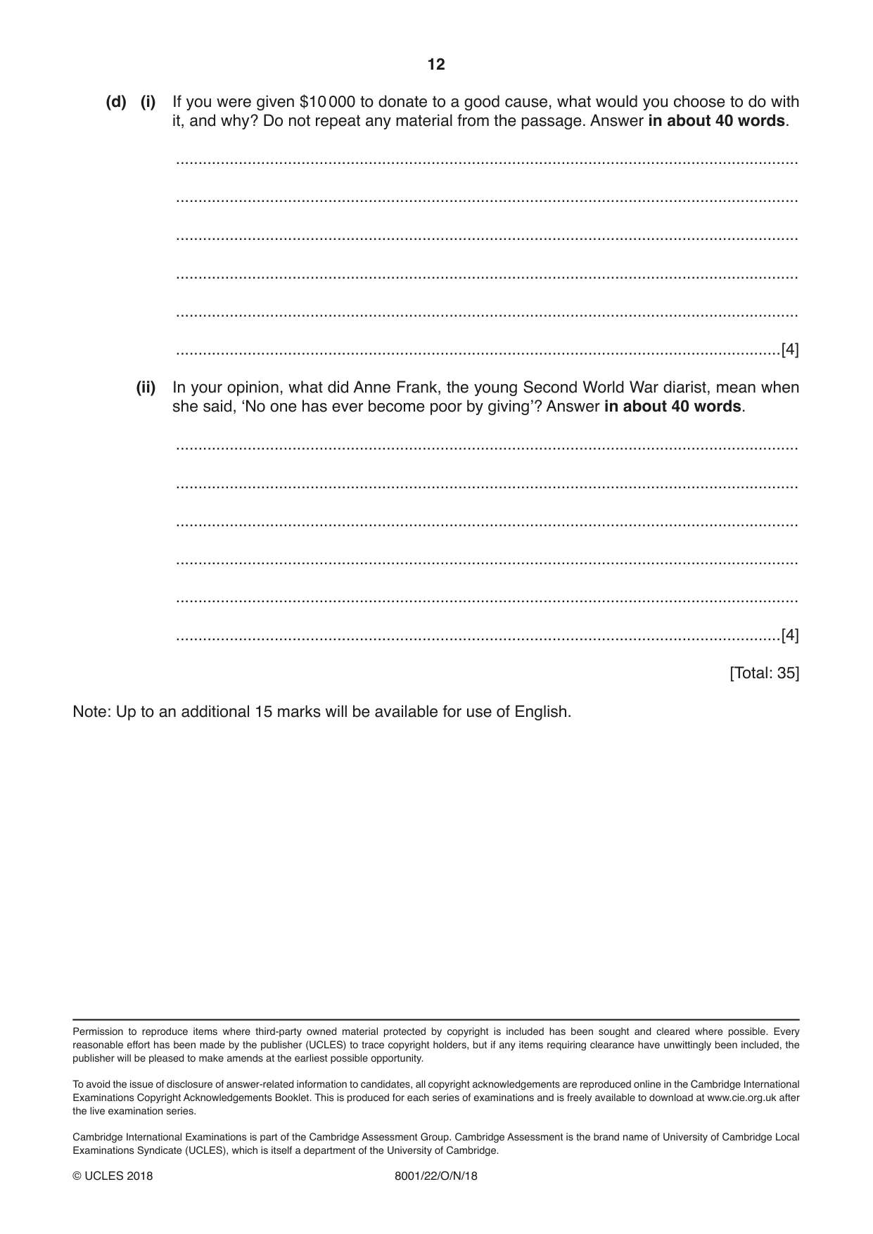 Cambridge A Level General Paper (AS Level only) 8001 2018 Oct/Nov Paper 2 · Variant 2 question paper, page 12 of 12