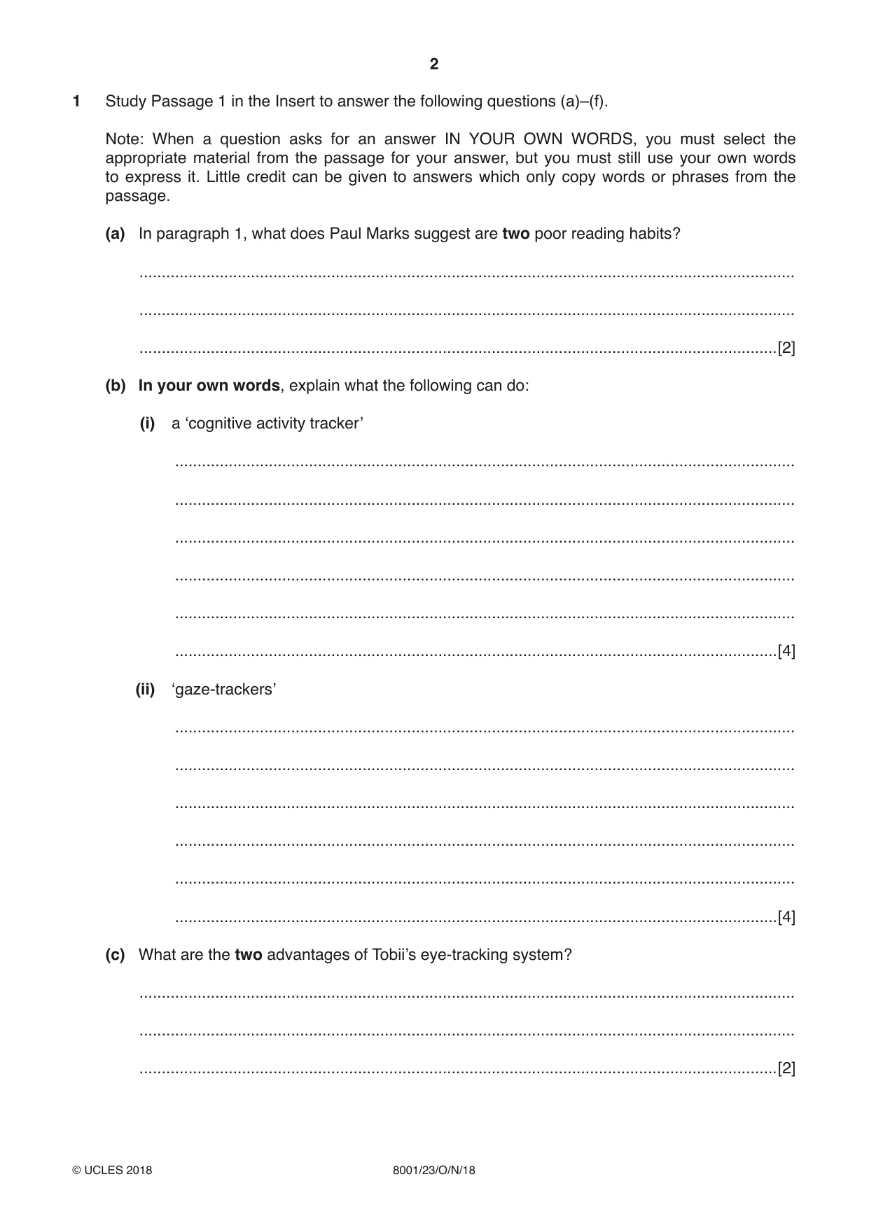 Cambridge A Level General Paper (AS Level only) 8001 2018 Oct/Nov Paper 2 · Variant 3 question paper, page 2 of 12