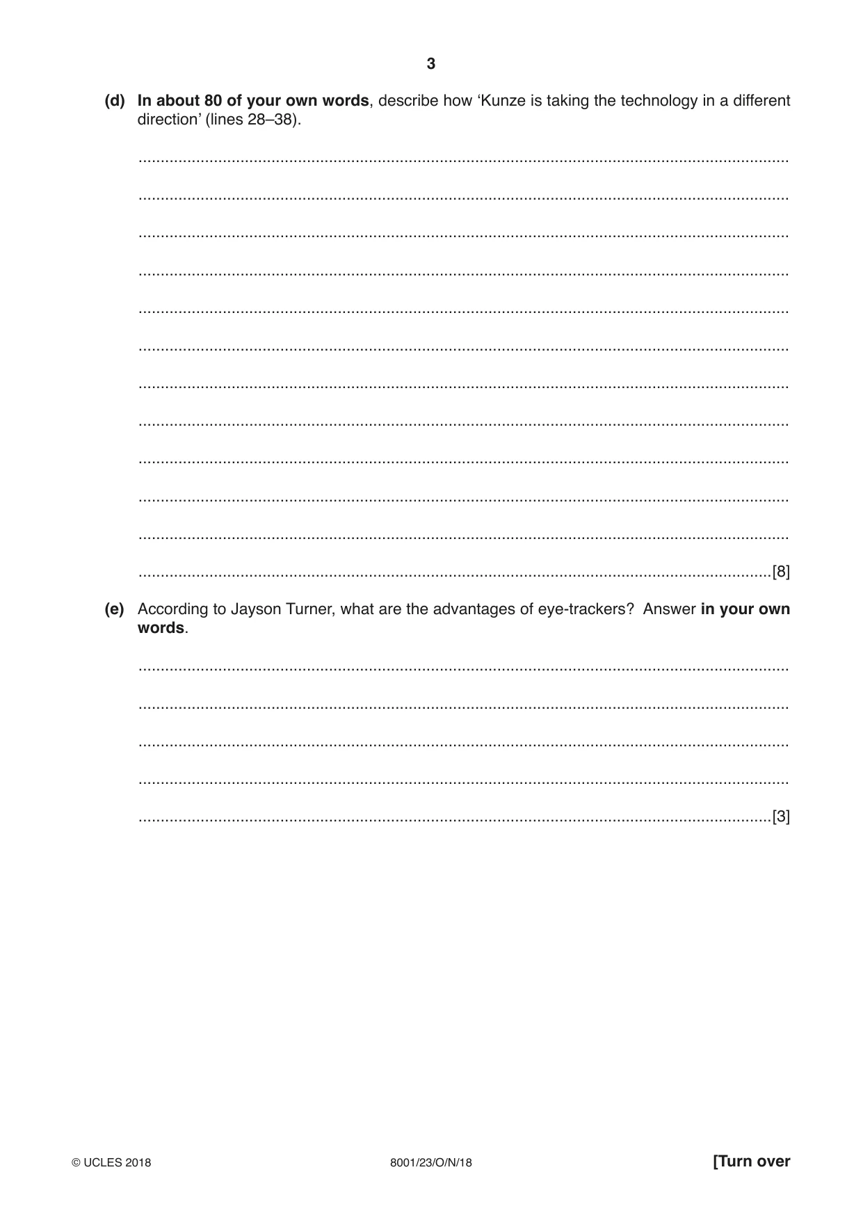Cambridge A Level General Paper (AS Level only) 8001 2018 Oct/Nov Paper 2 · Variant 3 question paper, page 3 of 12