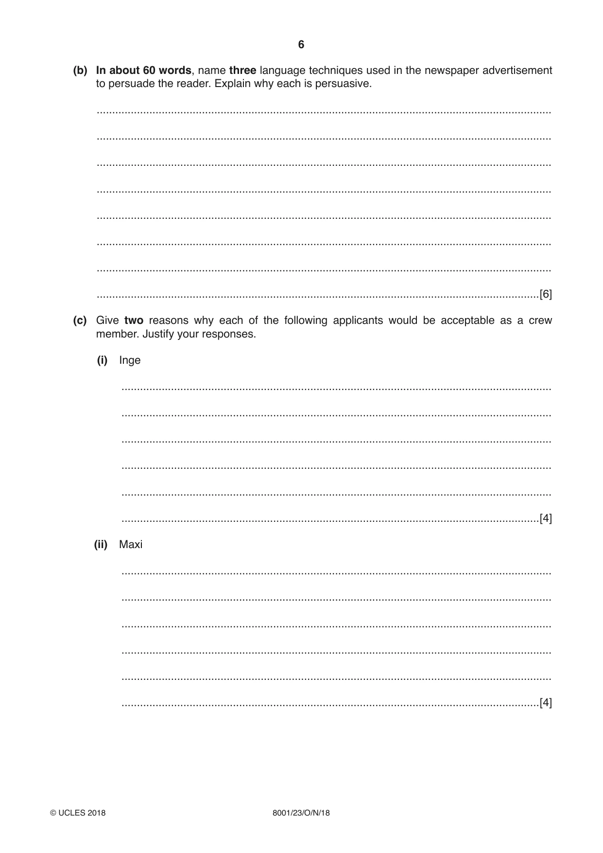 Cambridge A Level General Paper (AS Level only) 8001 2018 Oct/Nov Paper 2 · Variant 3 question paper, page 6 of 12