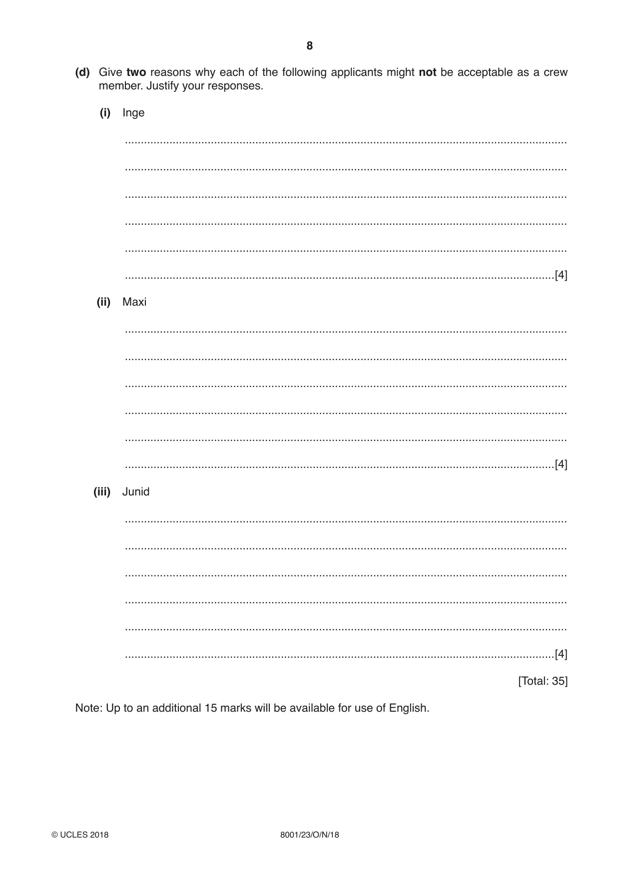 Cambridge A Level General Paper (AS Level only) 8001 2018 Oct/Nov Paper 2 · Variant 3 question paper, page 8 of 12