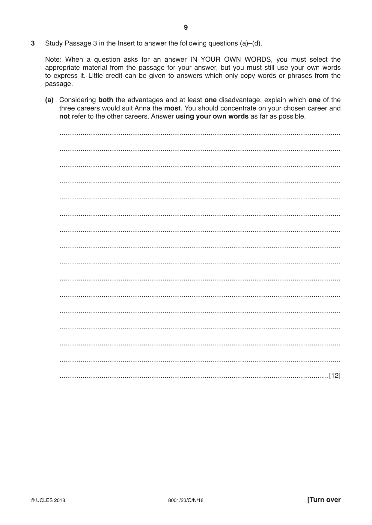 Cambridge A Level General Paper (AS Level only) 8001 2018 Oct/Nov Paper 2 · Variant 3 question paper, page 9 of 12