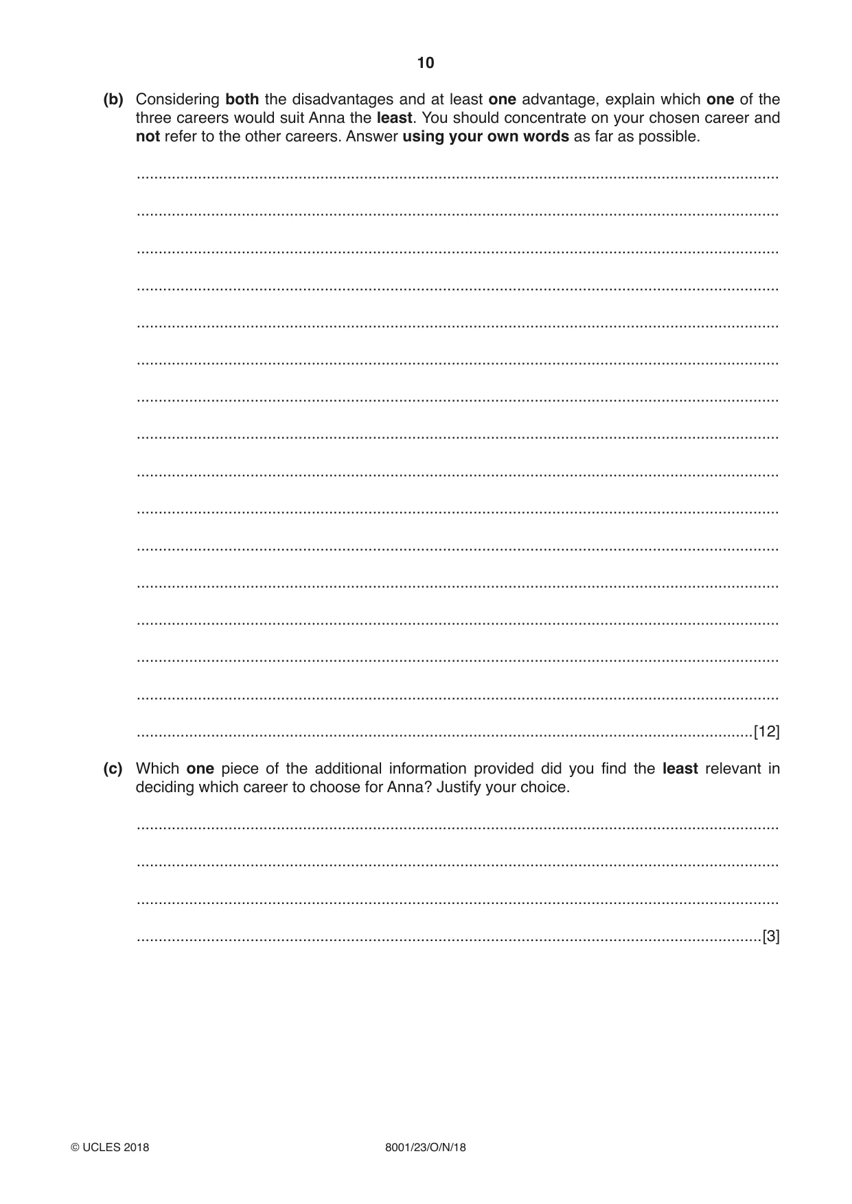 Cambridge A Level General Paper (AS Level only) 8001 2018 Oct/Nov Paper 2 · Variant 3 question paper, page 10 of 12