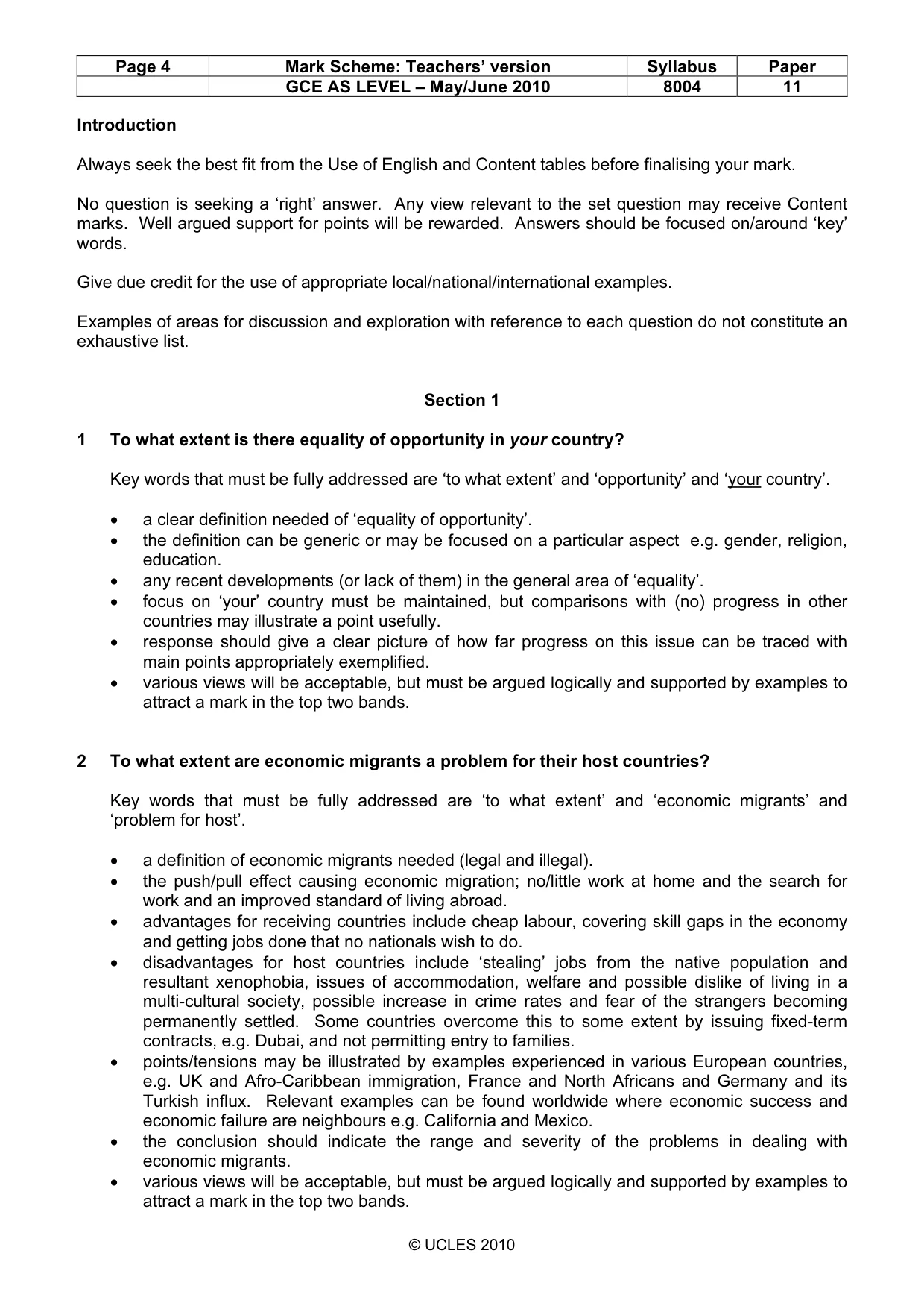 Mark scheme, page 4 of 10