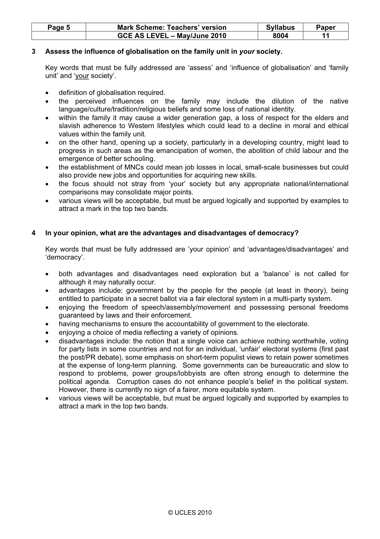 Mark scheme, page 5 of 10