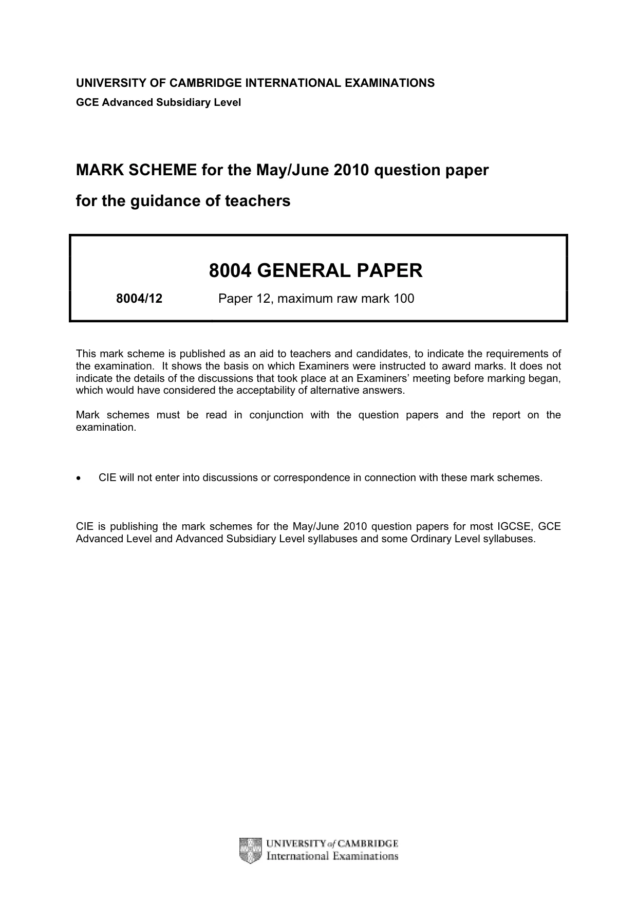 Mark scheme, page 1 of 9