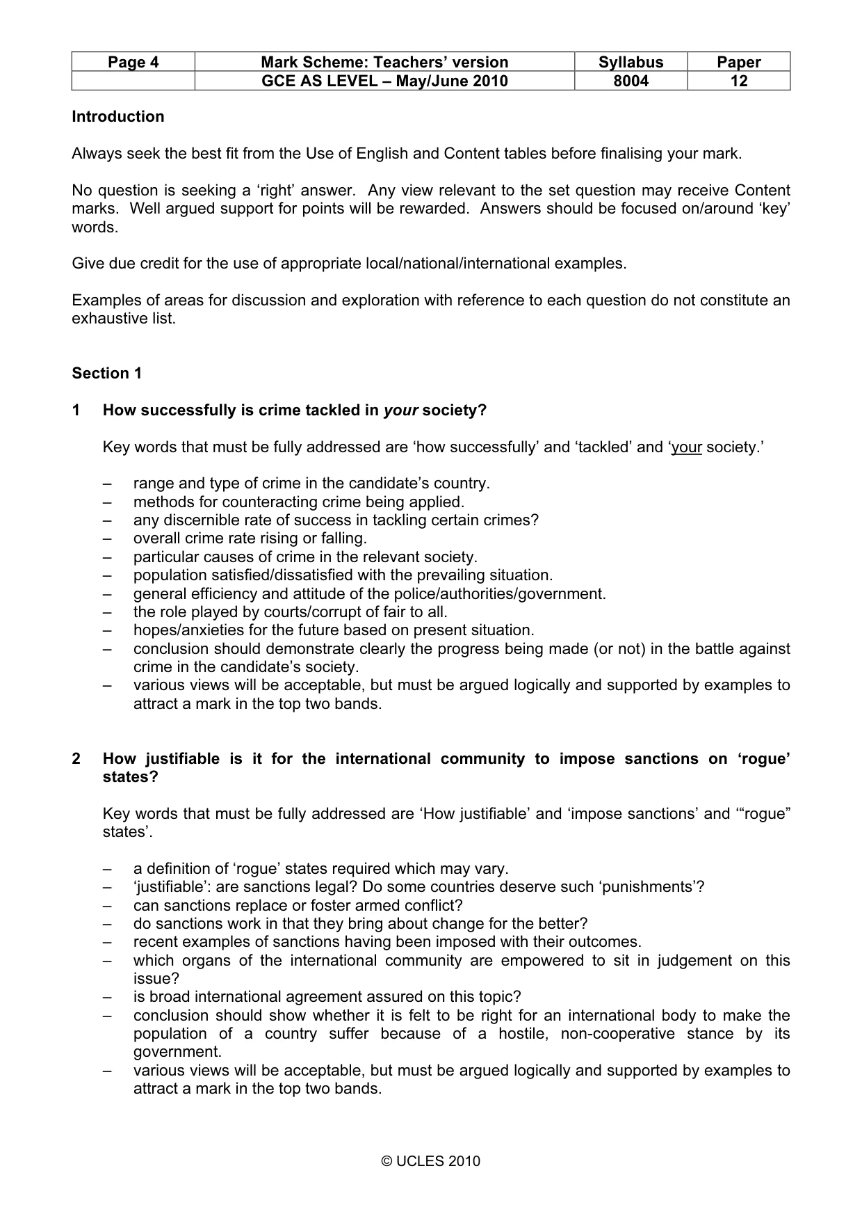 Mark scheme, page 4 of 9