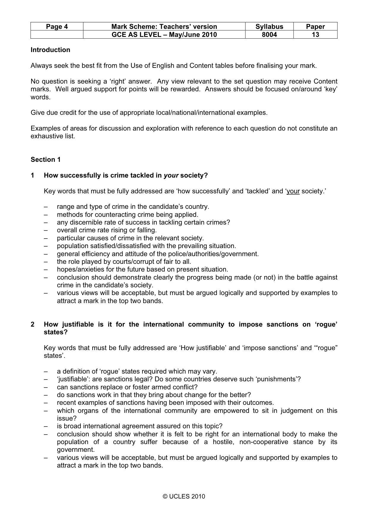 Mark scheme, page 4 of 9