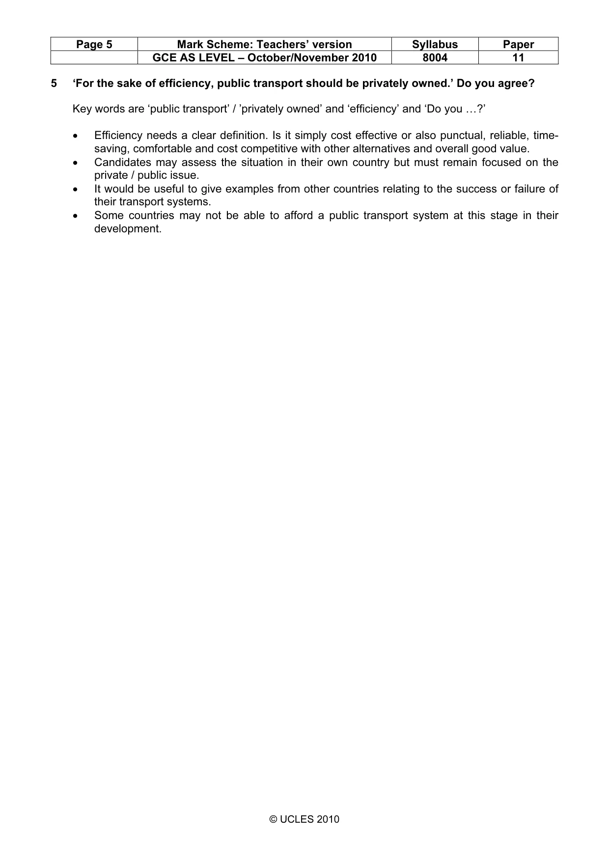 Mark scheme, page 5 of 9