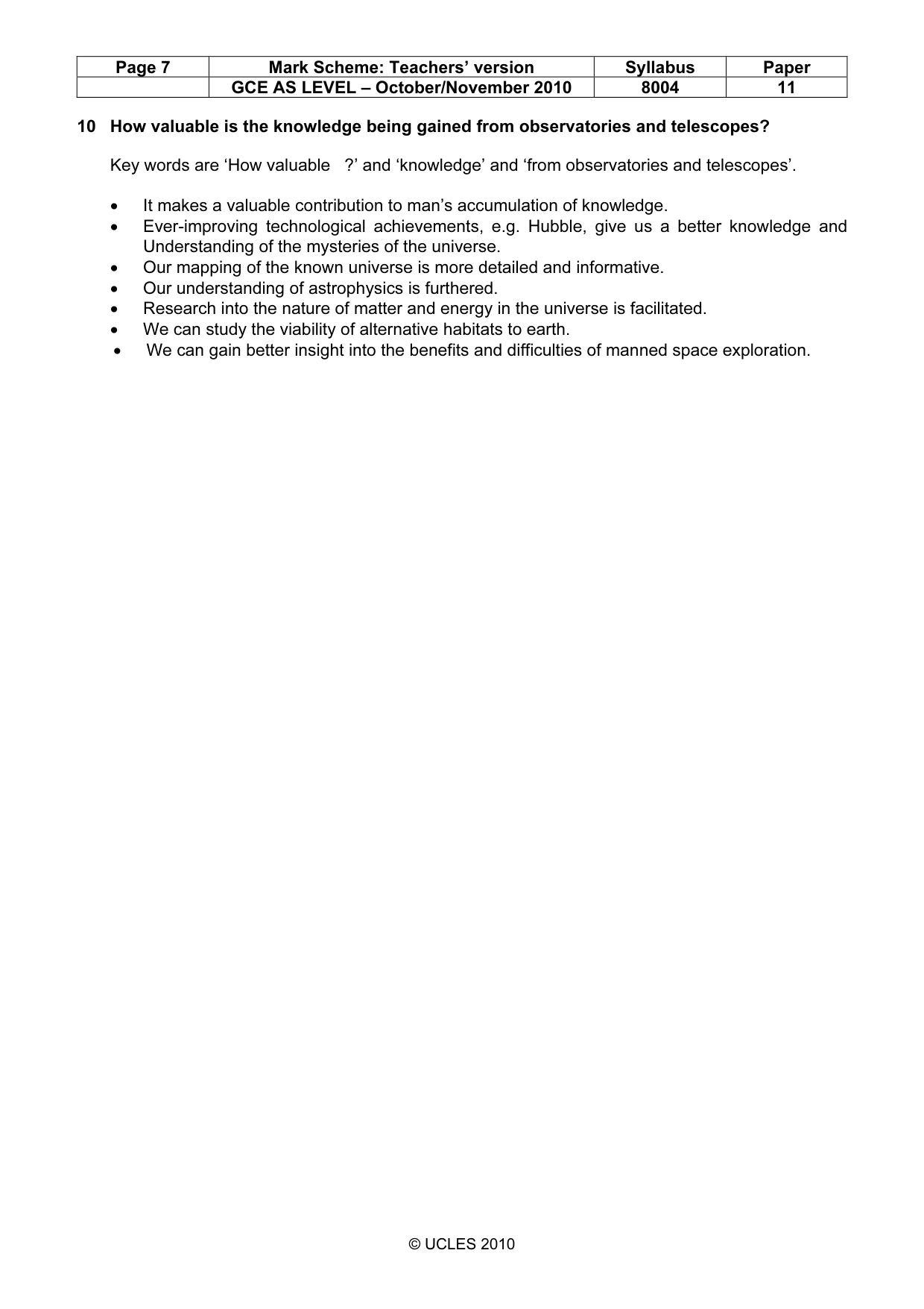 Mark scheme, page 7 of 9