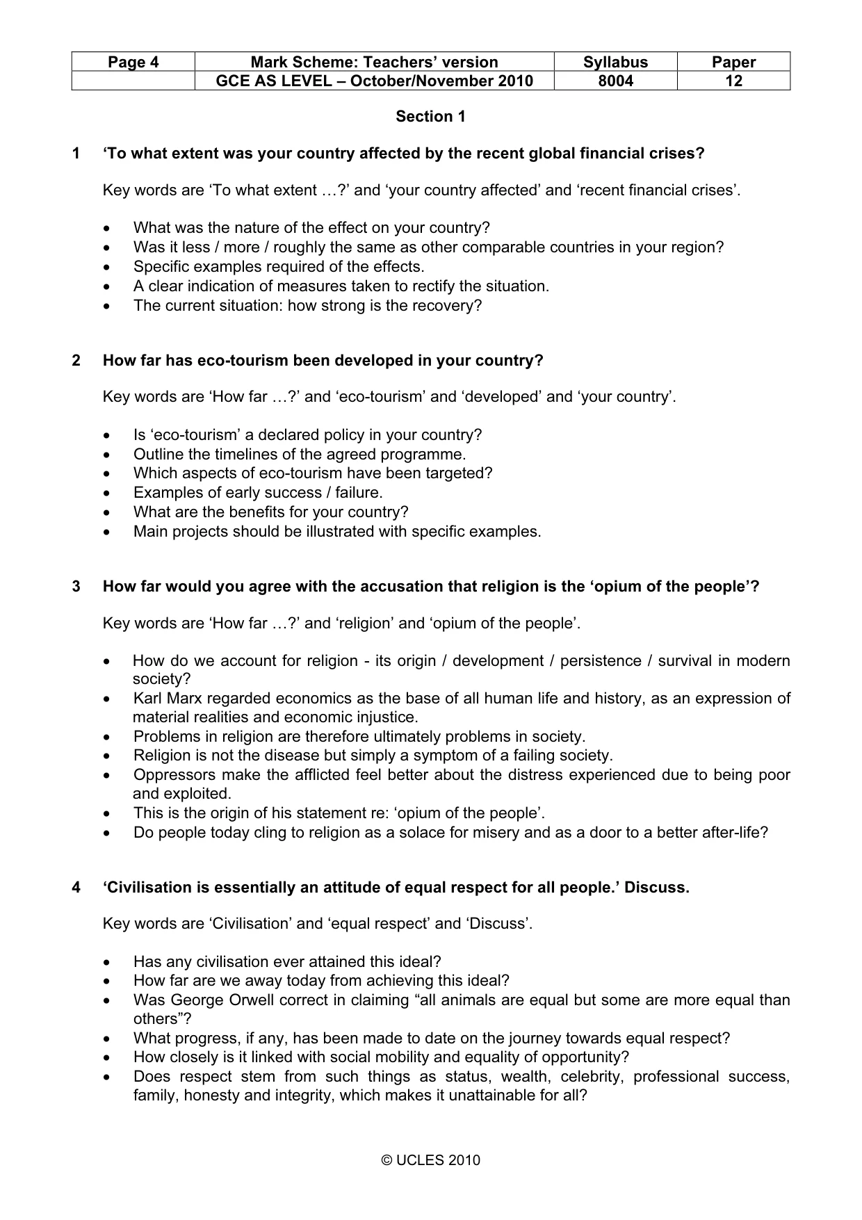 Mark scheme, page 4 of 9