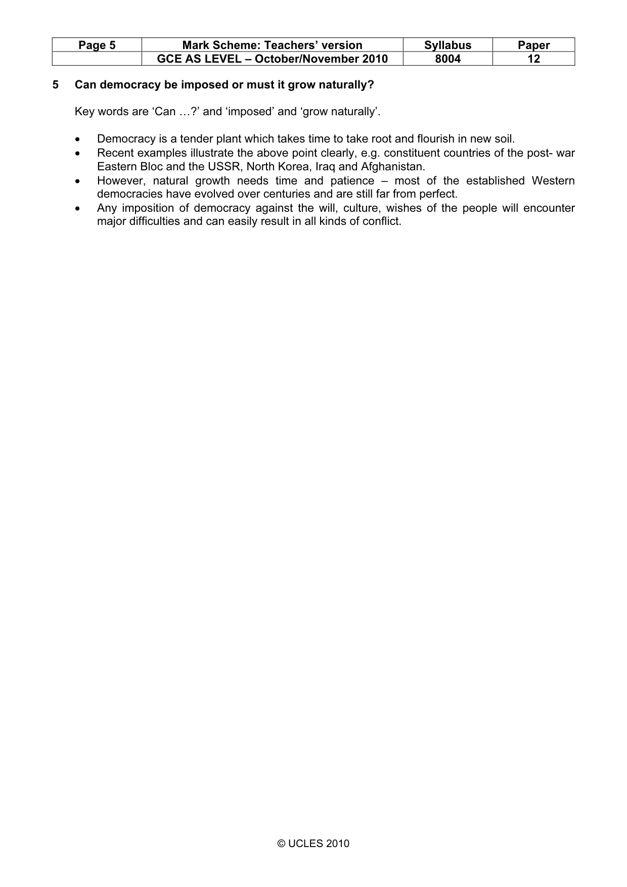 Mark scheme, page 5 of 9
