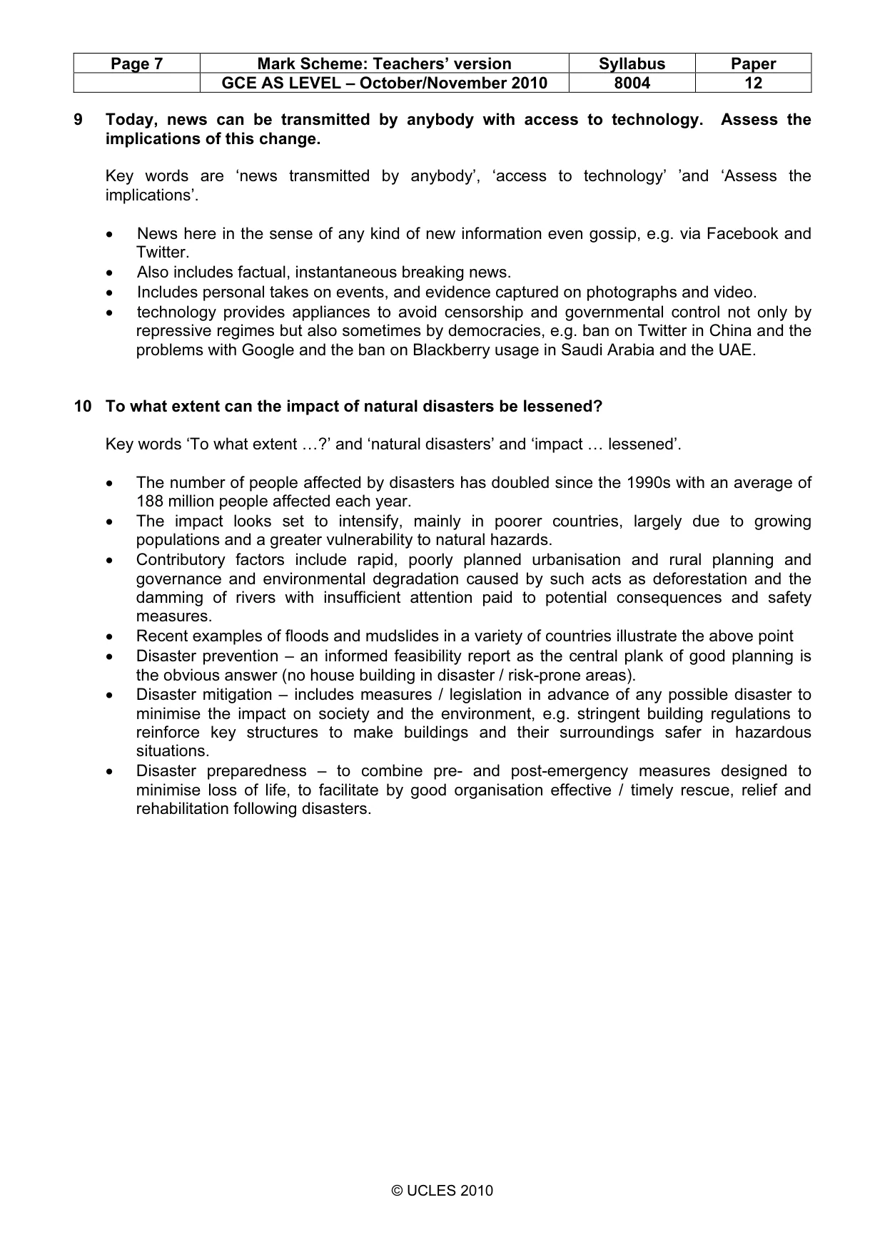 Mark scheme, page 7 of 9