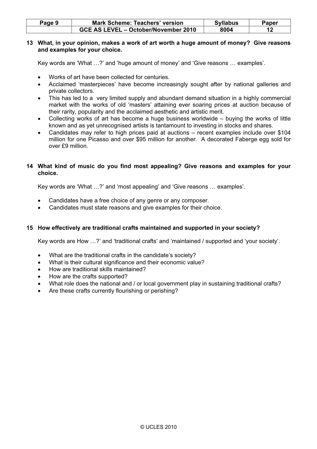 Mark scheme, page 9 of 9