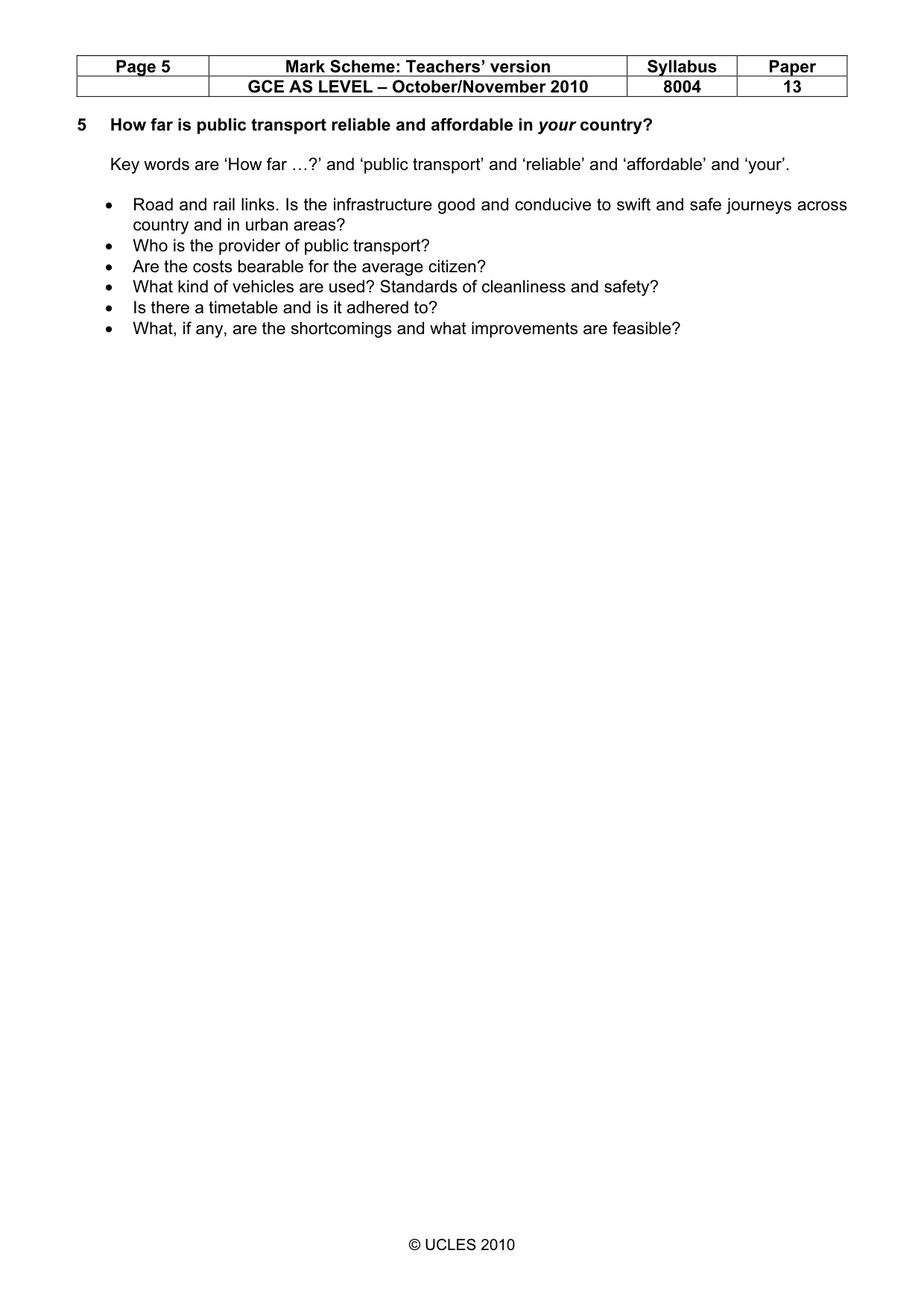 Mark scheme, page 5 of 8