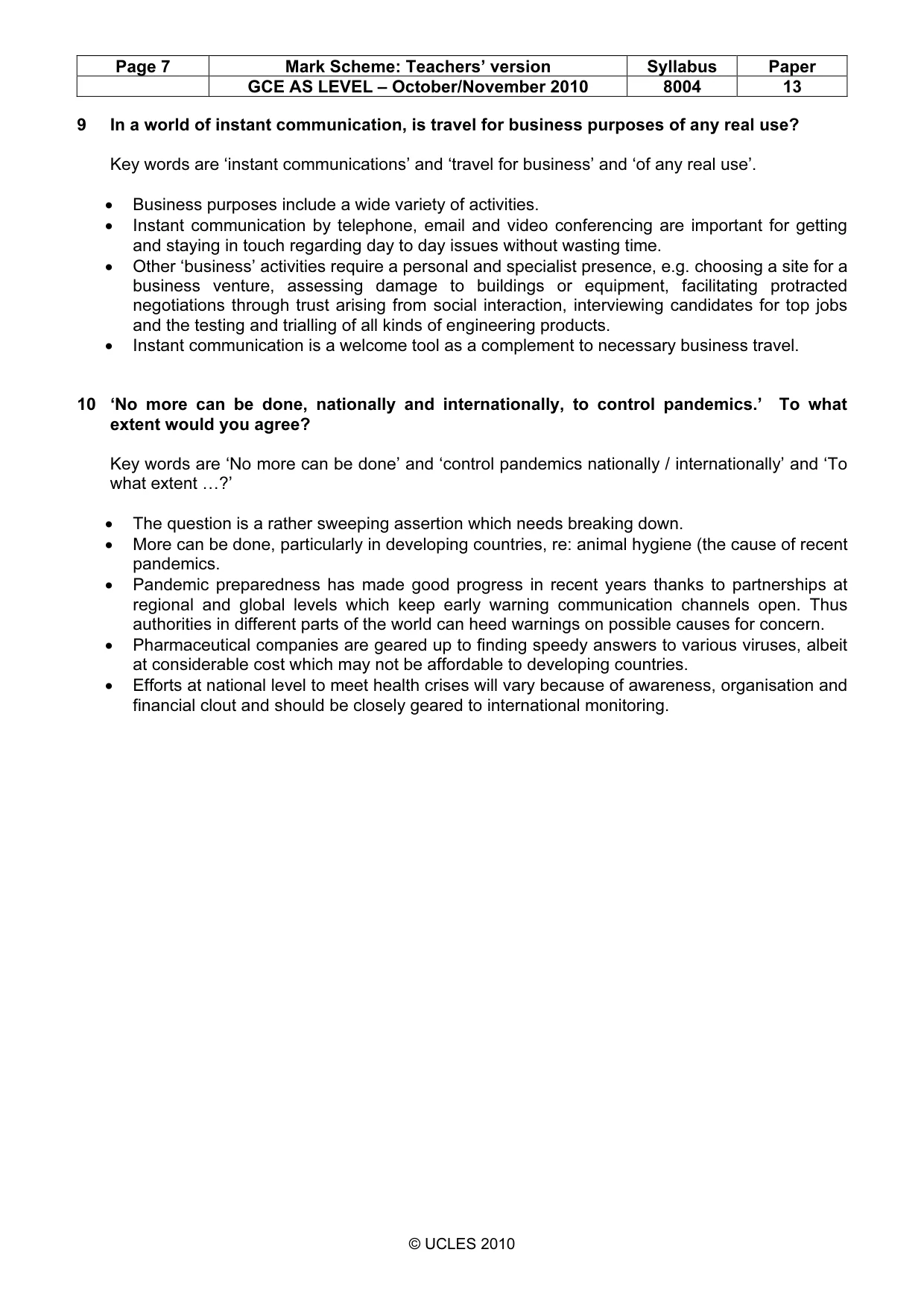 Mark scheme, page 7 of 8