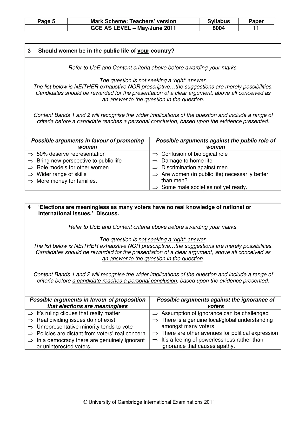 Mark scheme, page 5 of 12