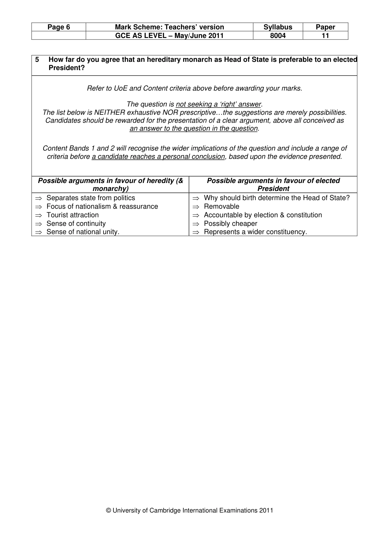 Mark scheme, page 6 of 12