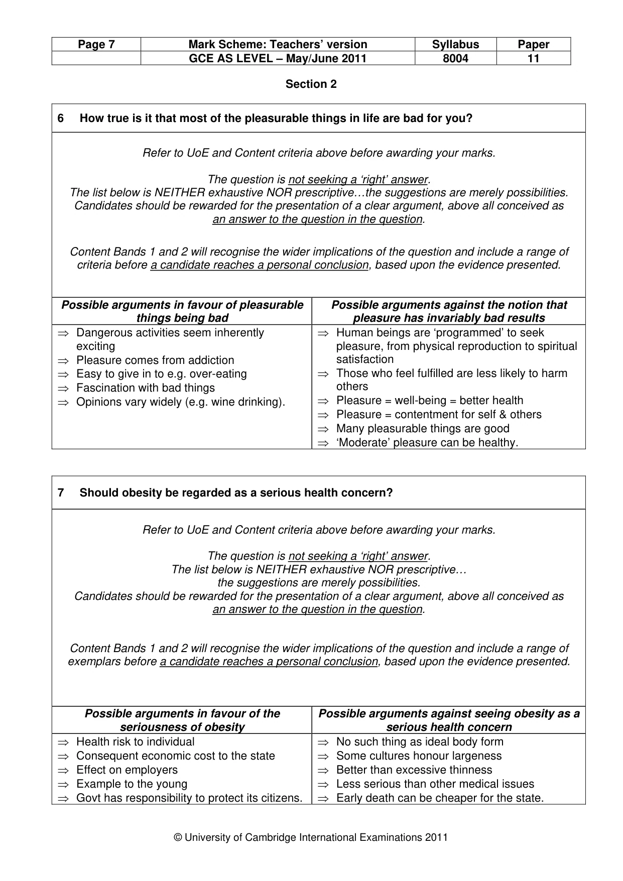 Mark scheme, page 7 of 12