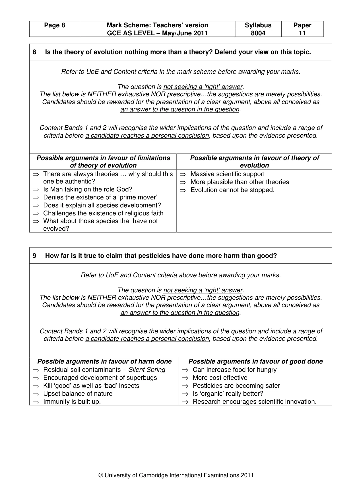 Mark scheme, page 8 of 12