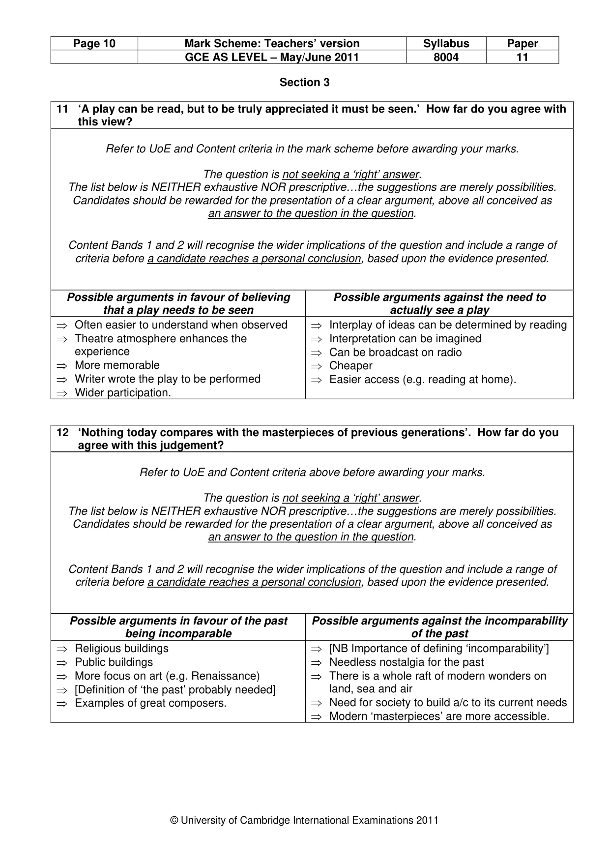 Mark scheme, page 10 of 12
