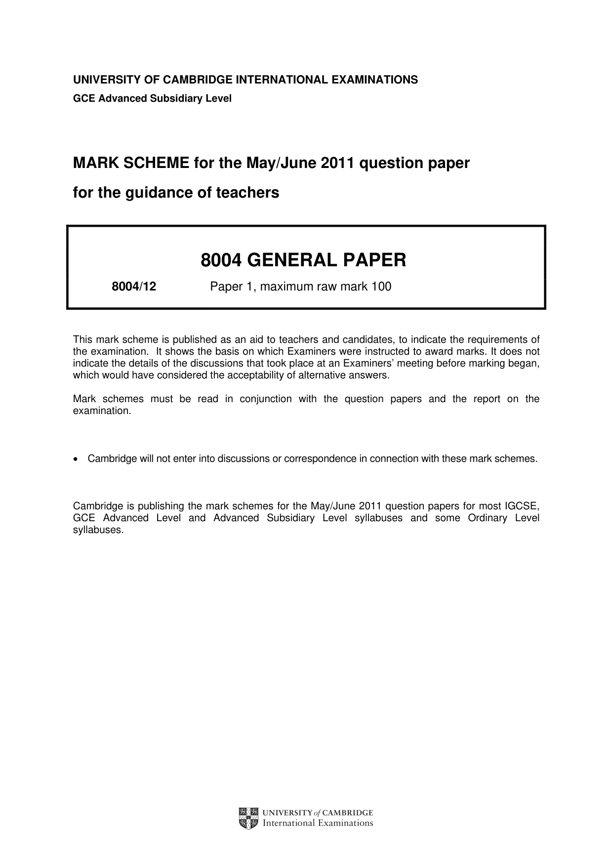 Mark scheme, page 1 of 12