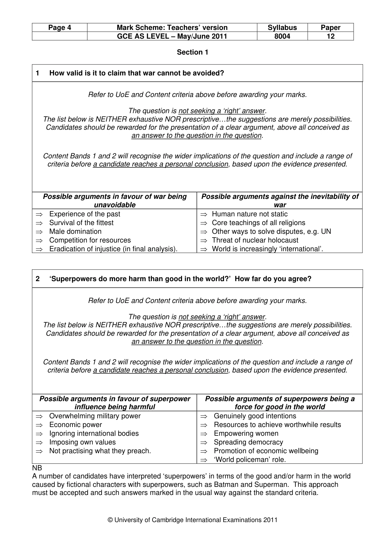 Mark scheme, page 4 of 12