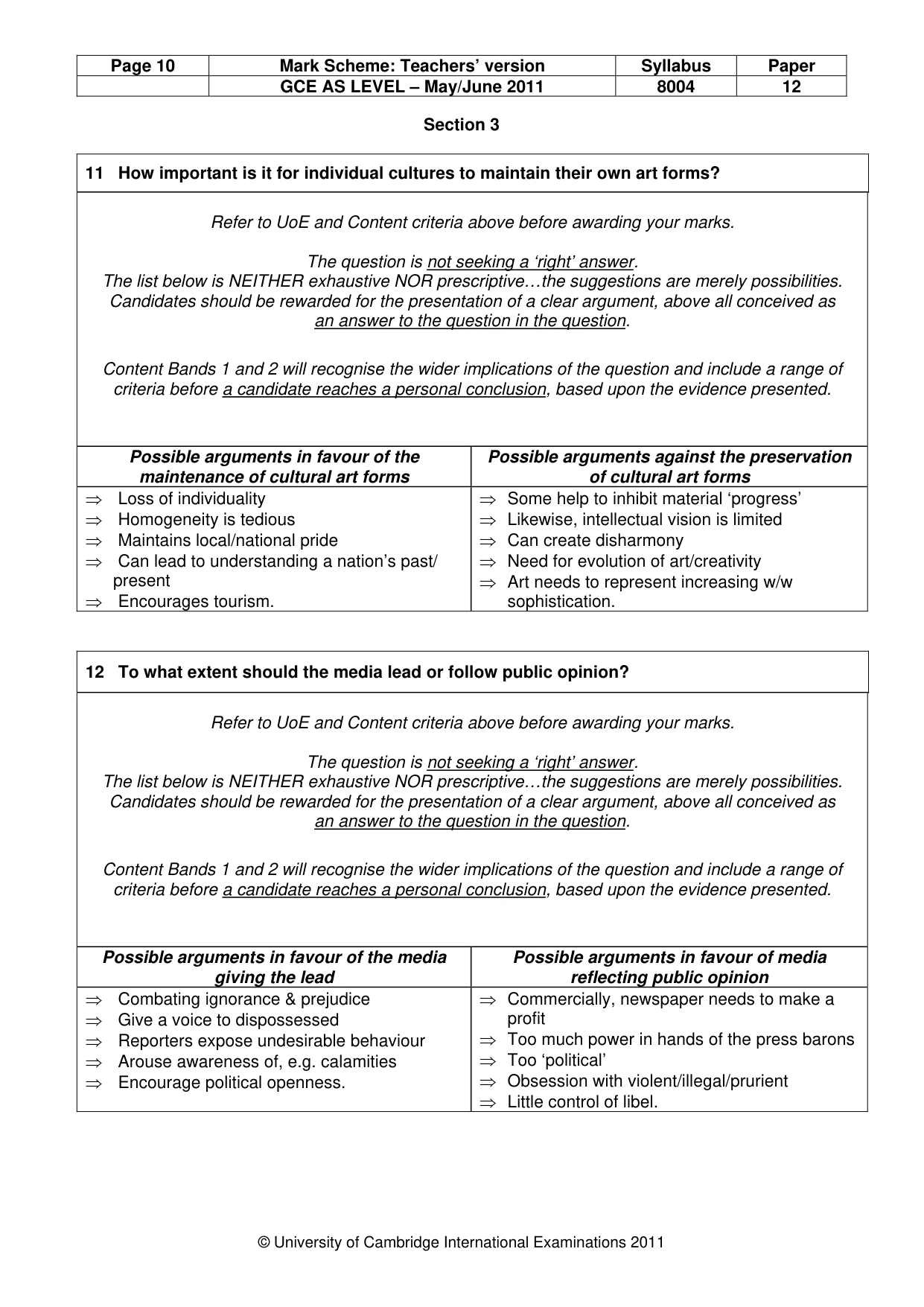 Mark scheme, page 10 of 12
