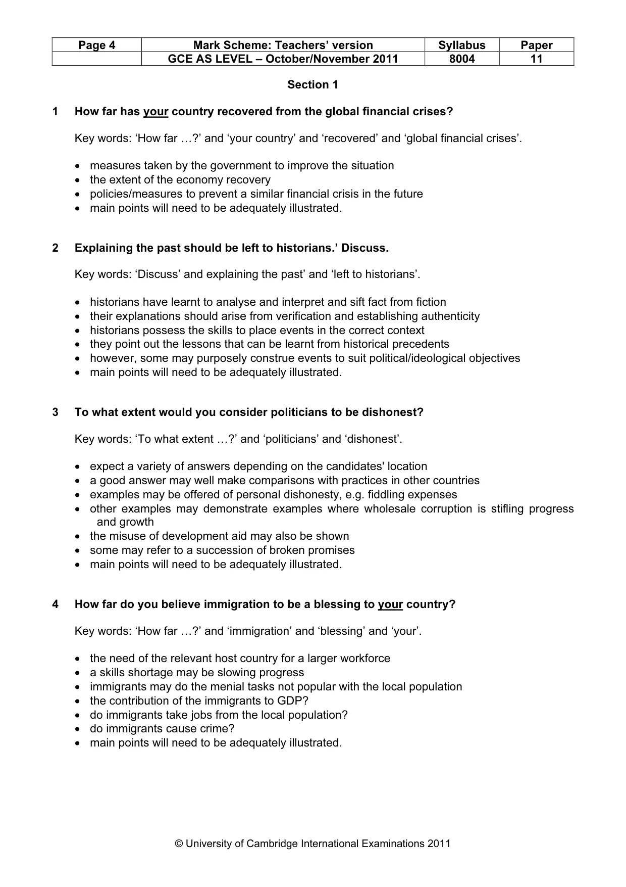 Mark scheme, page 4 of 9