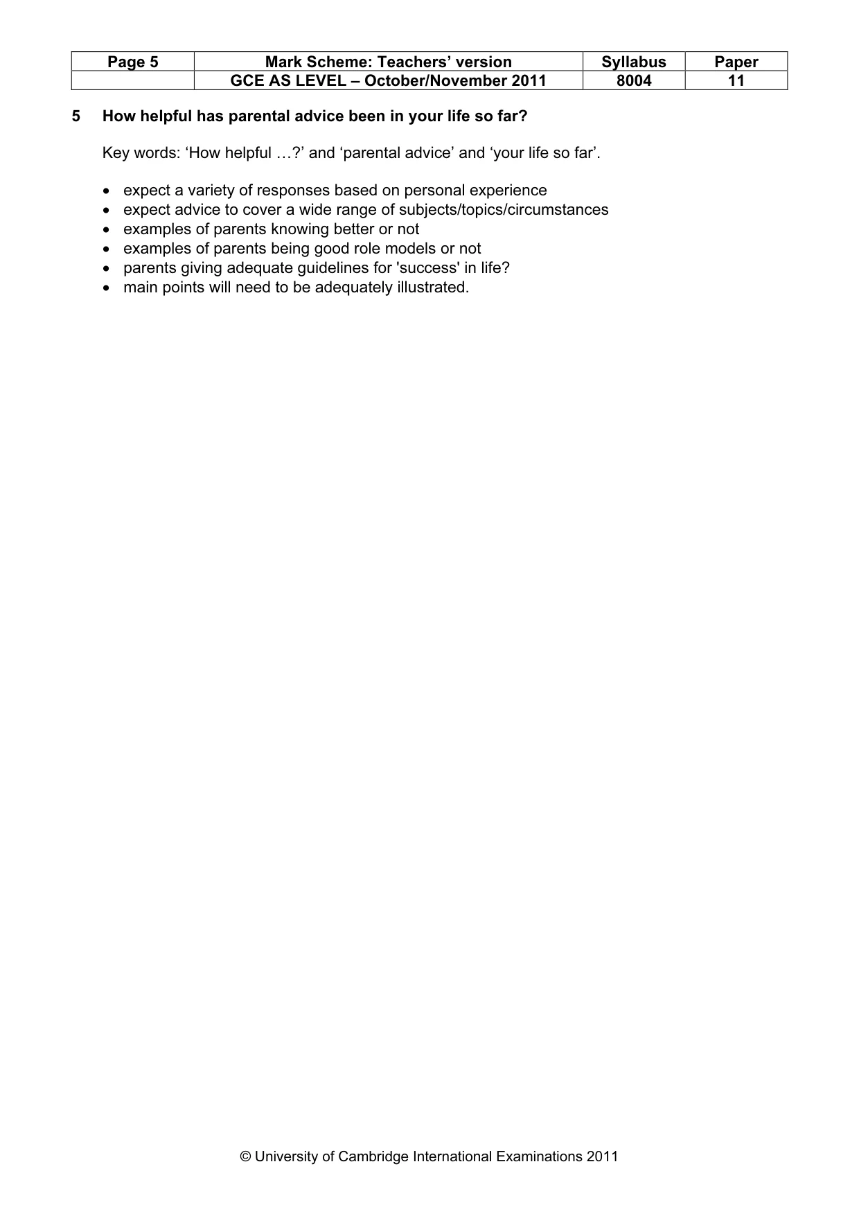Mark scheme, page 5 of 9