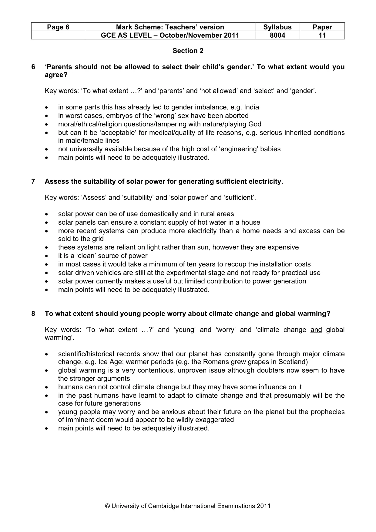 Mark scheme, page 6 of 9