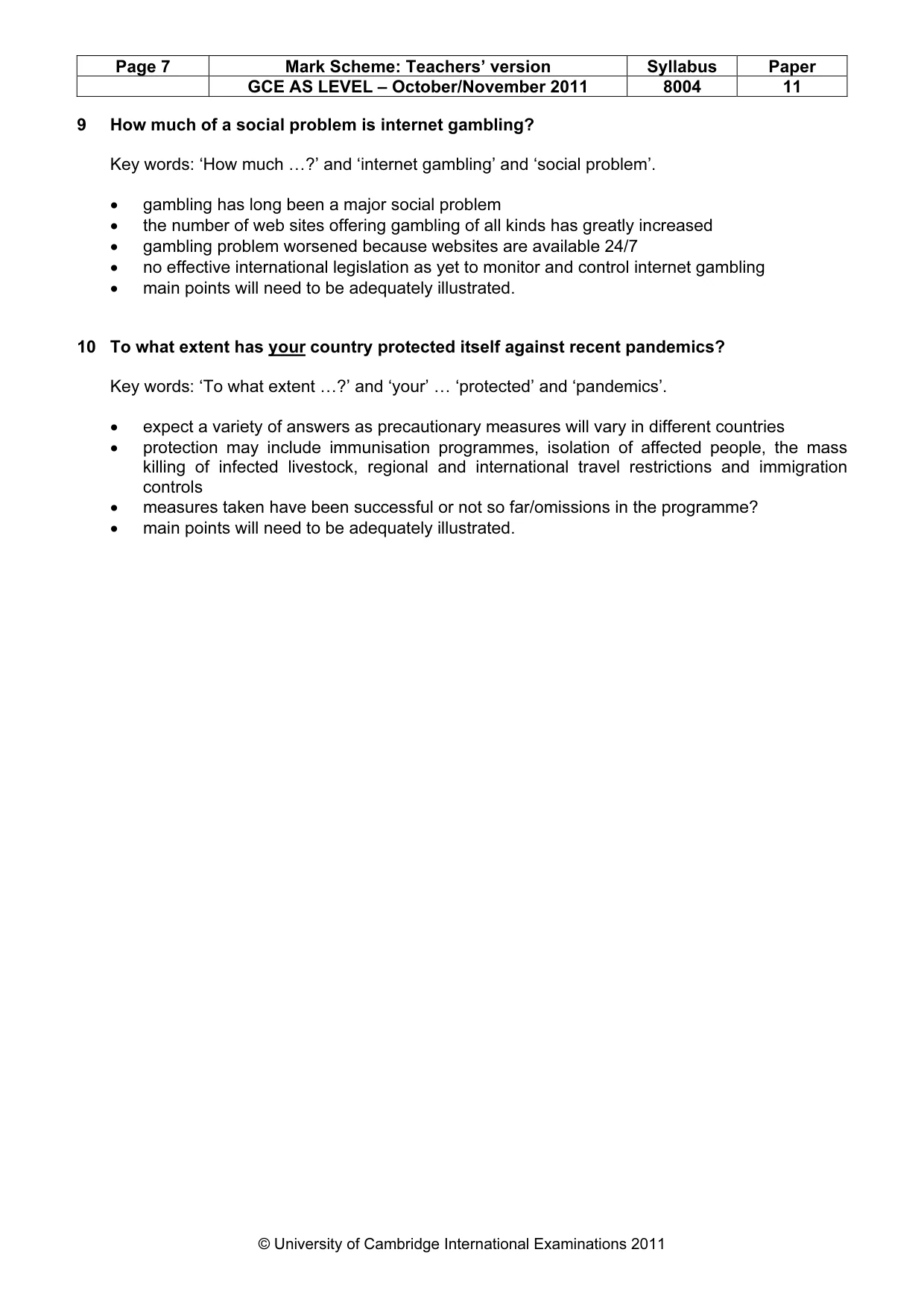 Mark scheme, page 7 of 9