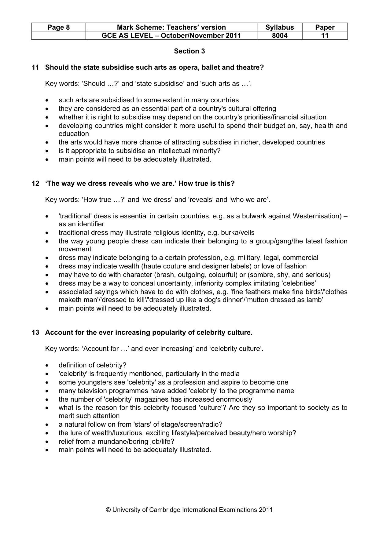 Mark scheme, page 8 of 9
