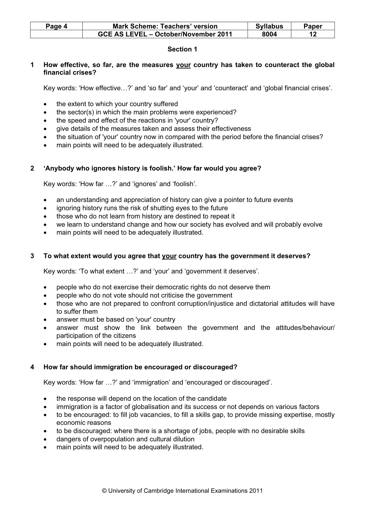 Mark scheme, page 4 of 9