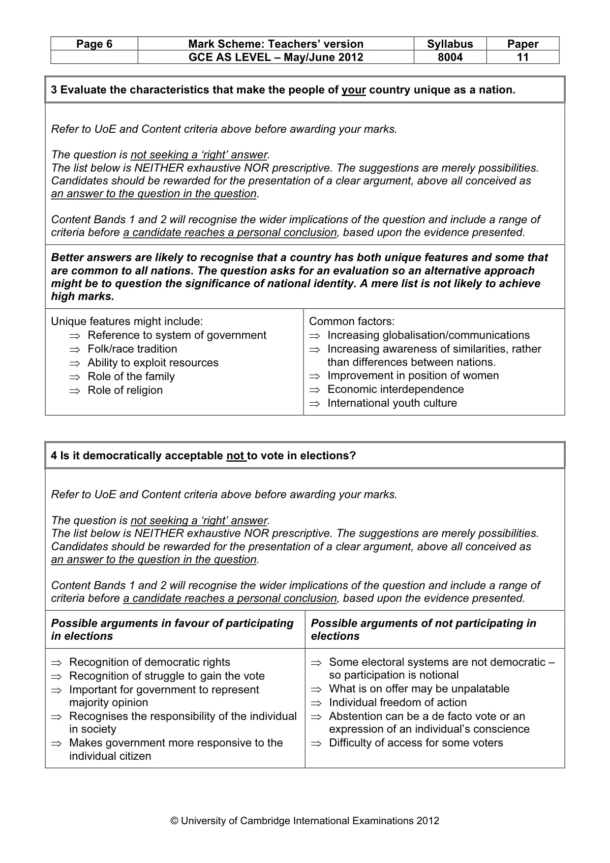 Mark scheme, page 6 of 14