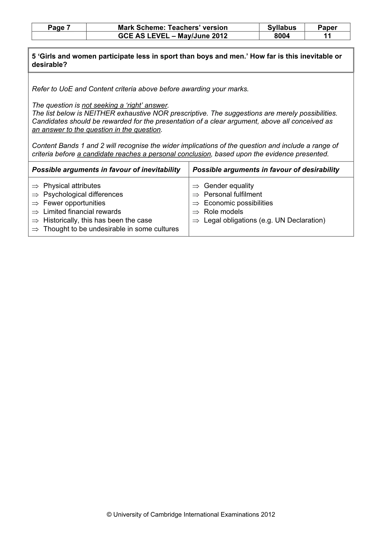Mark scheme, page 7 of 14