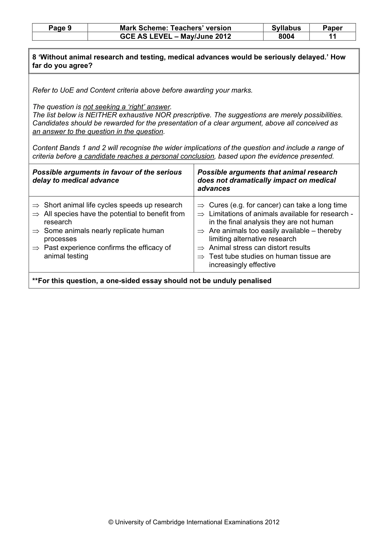 Mark scheme, page 9 of 14