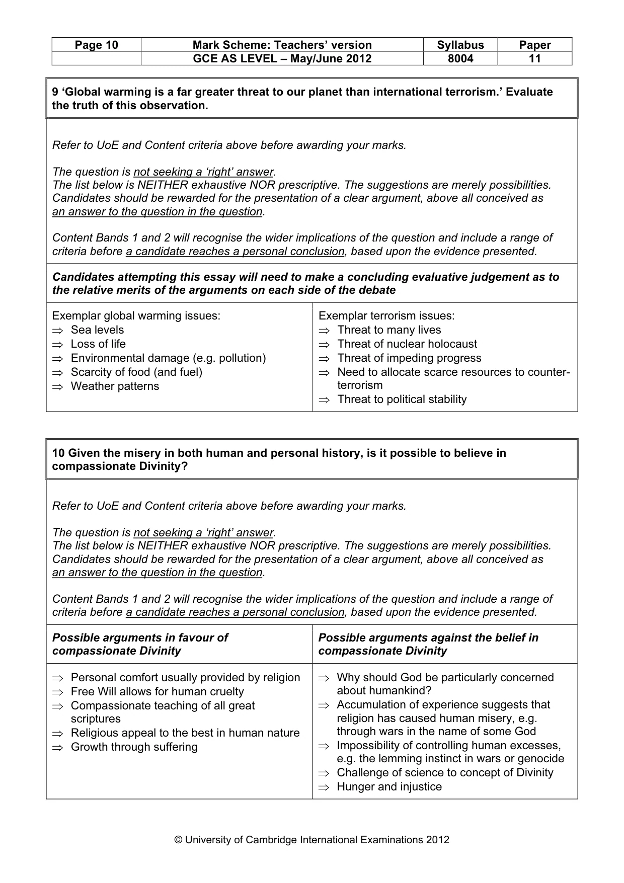 Mark scheme, page 10 of 14