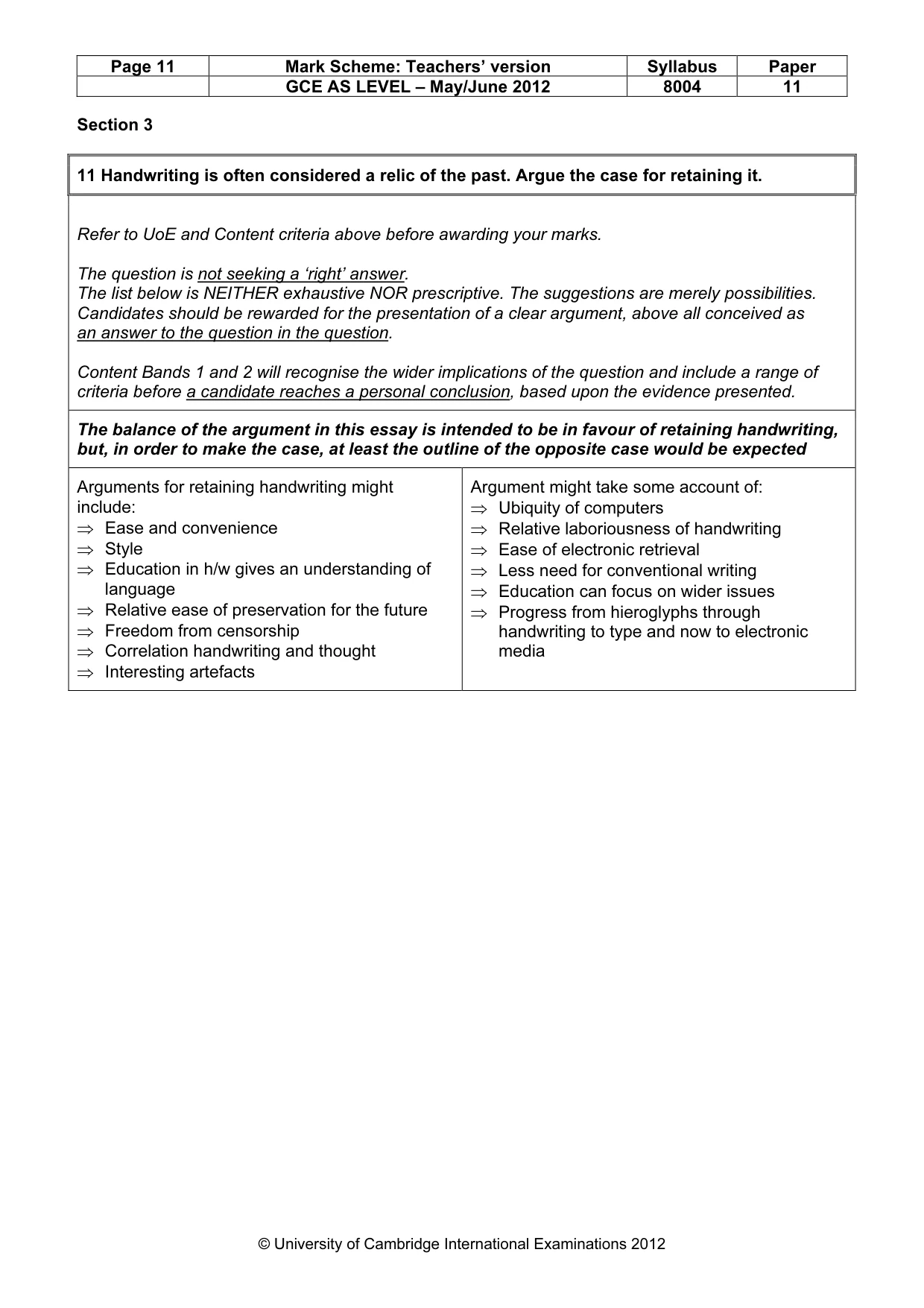 Mark scheme, page 11 of 14