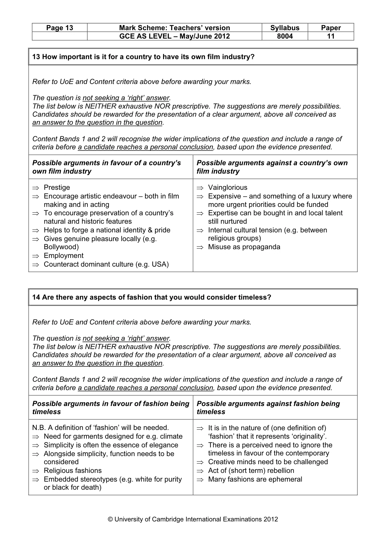Mark scheme, page 13 of 14