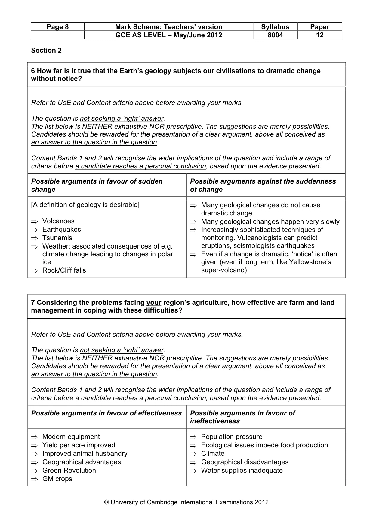 Mark scheme, page 8 of 14