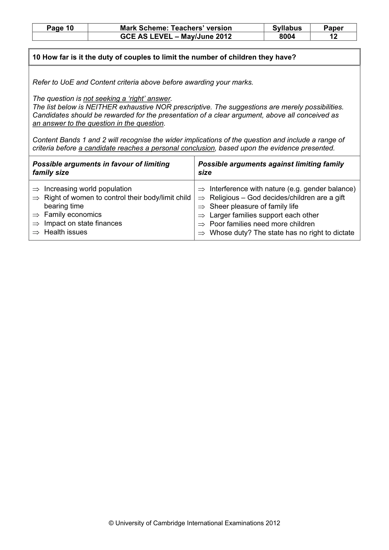 Mark scheme, page 10 of 14