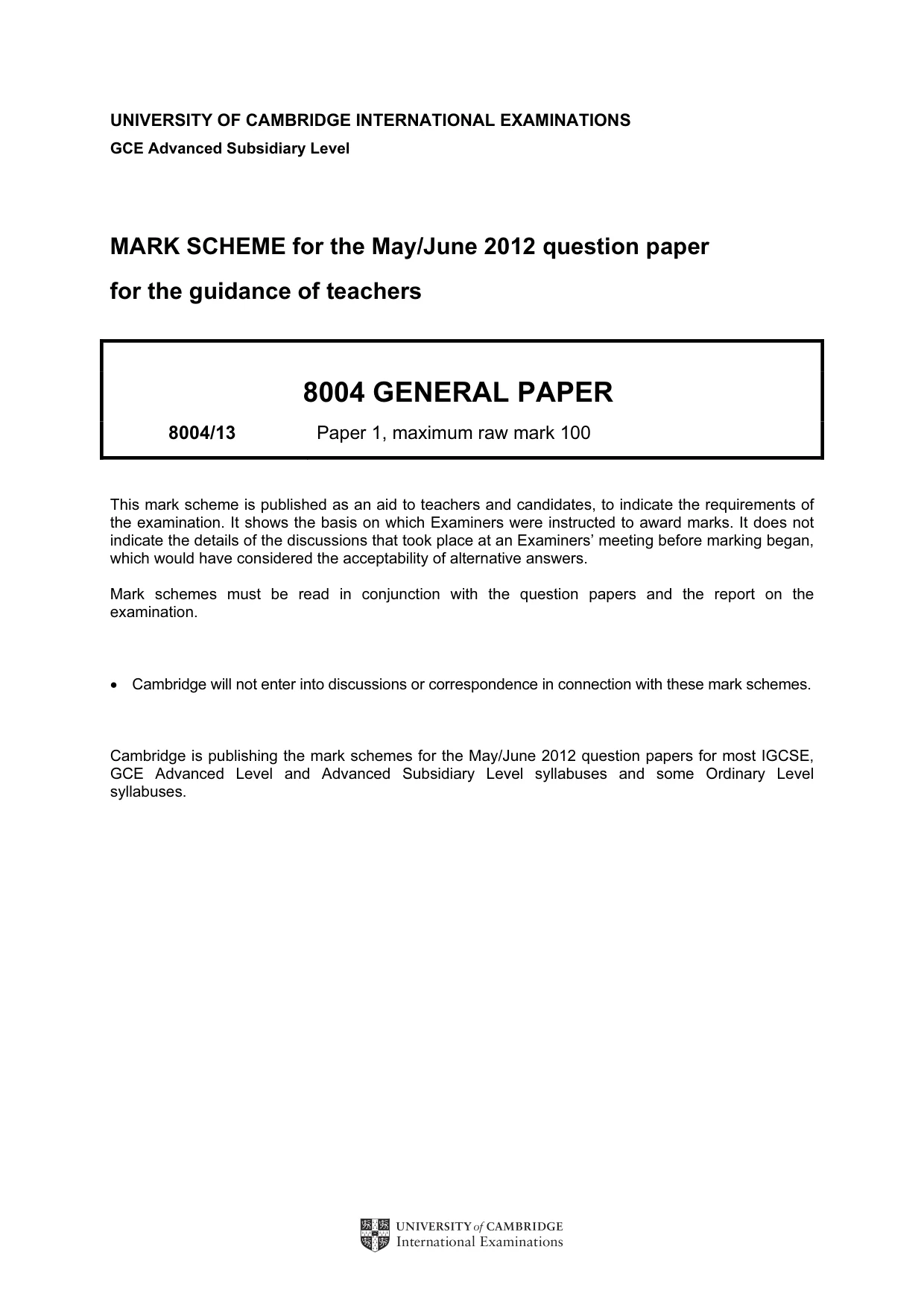 Mark scheme, page 1 of 14