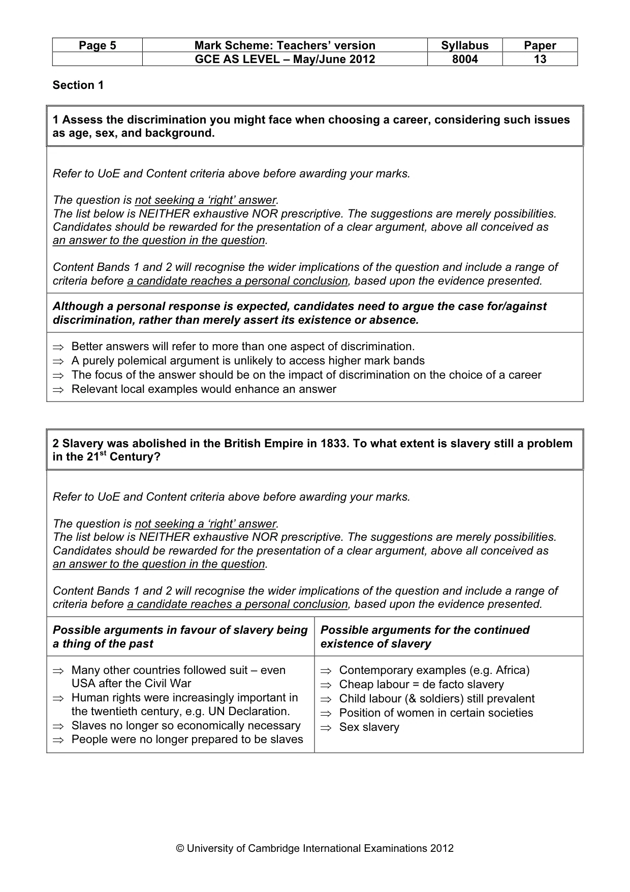 Mark scheme, page 5 of 14