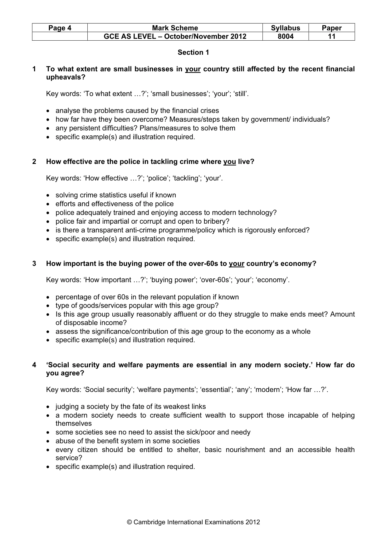 Mark scheme, page 4 of 9