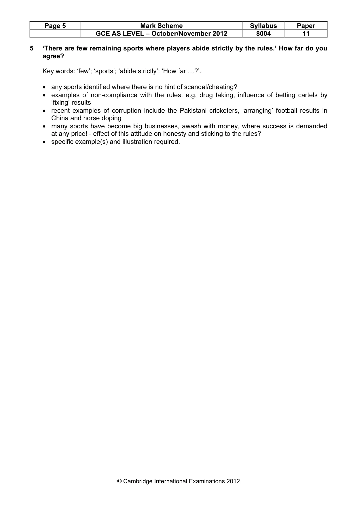 Mark scheme, page 5 of 9